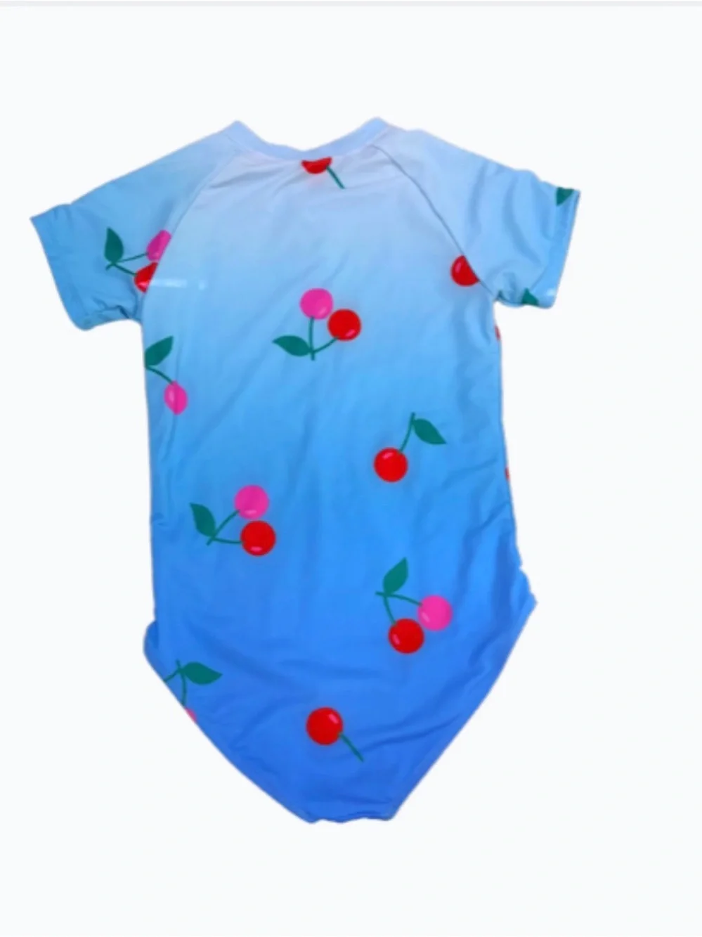 Girls' Rockets of Awesome Blue Cherry Print Short Sleeve One-Piece Swimsuit